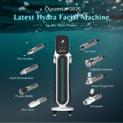 Multifunktionale Stehende 8 In 1 Hydrafaziale Maschine Hautpflege Sauerstoffstrahl Hautanalyse Aqua Peeling Hydrafaziale Dermabrasion Maschine
